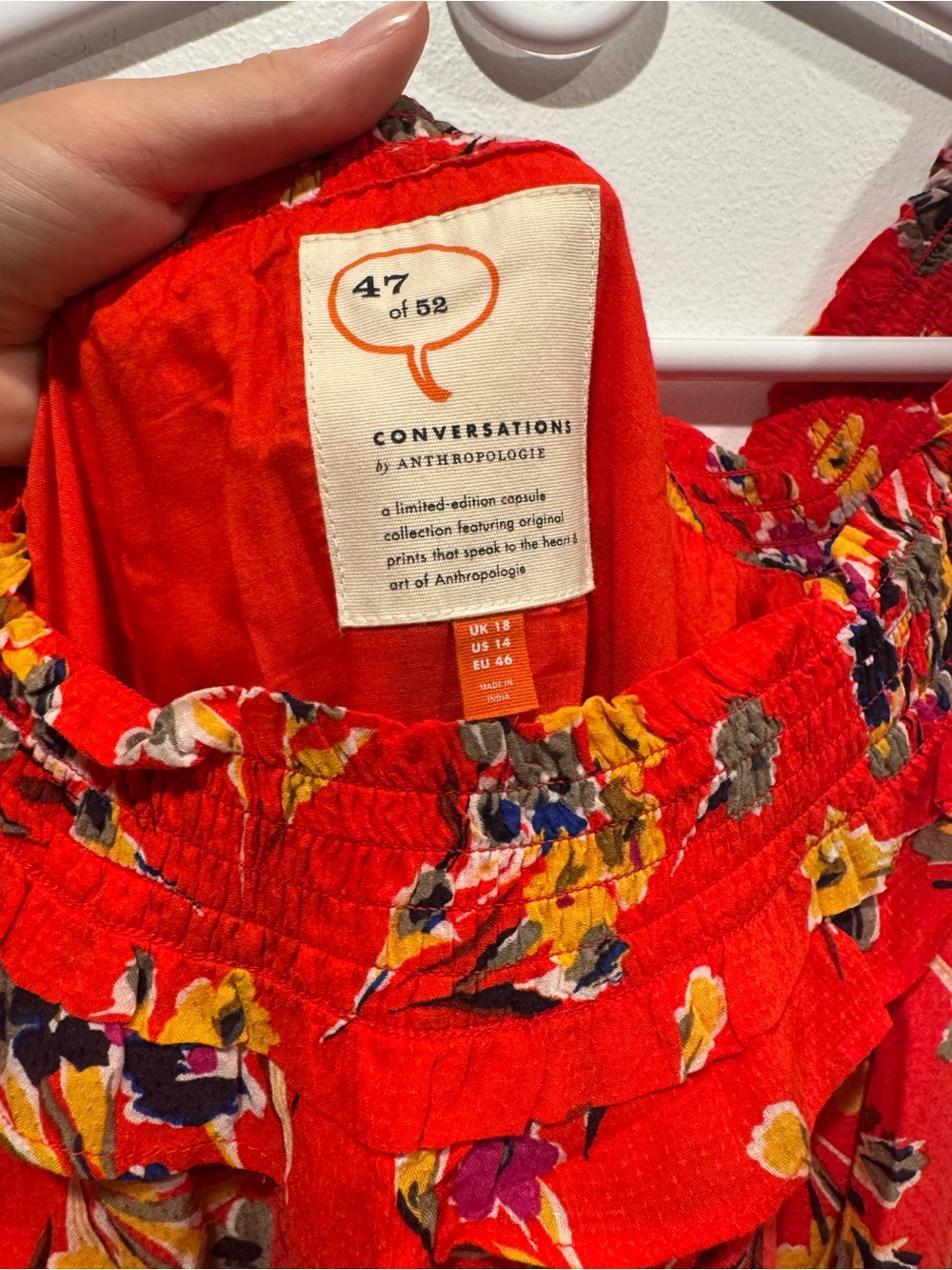 Anthropologie 47 of 52 Conversations Red Floral Dress - Picture 6 of 7